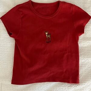 BRANDY MELVILLE Red Shirt with Embroidered Design